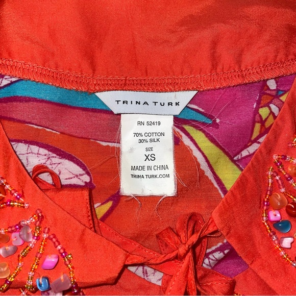 Trina Turk Beaded Vacation Tunic Dress Cover-up XS - Picture 7 of 7